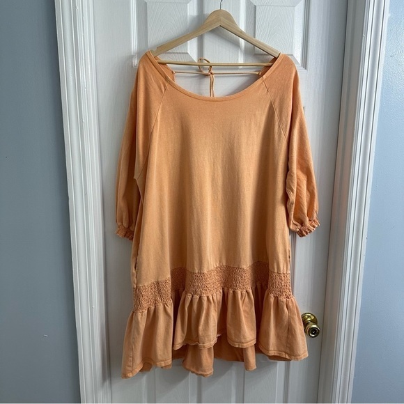 Free People Dress Mini Oversized Beach Orange Ruffle Dainty Summer Size Medium - Picture 3 of 7